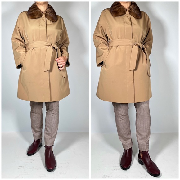 Casey Park genuine mink color trench coat jacket - Picture 6 of 12